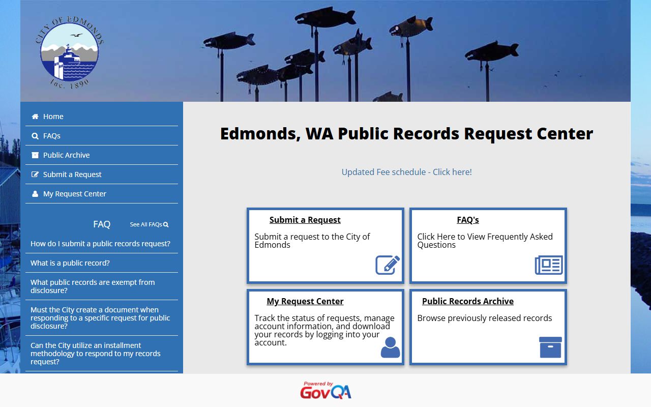 Edmonds city records center online portal for public records requests