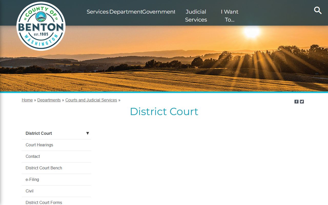 Benton County District Court page showing location and services for Kennewick misdemeanor cases
