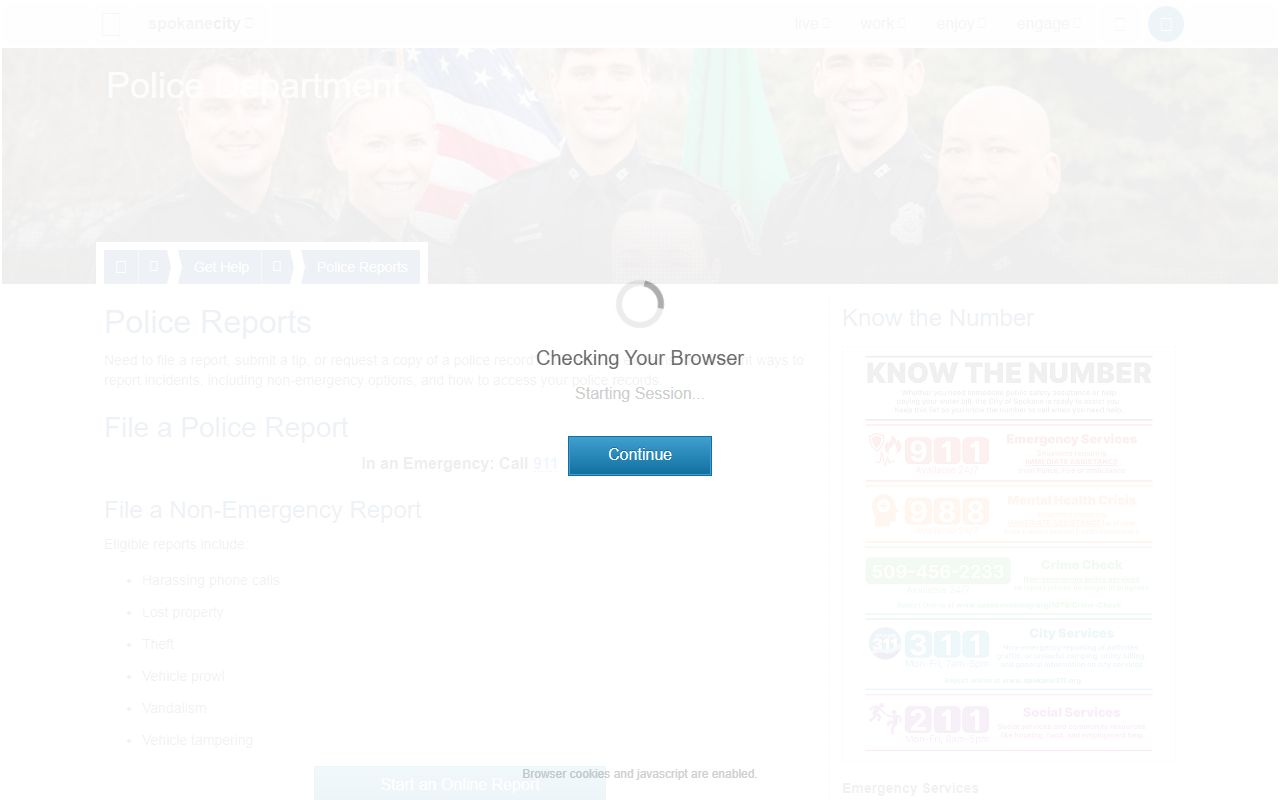Spokane Police Department felony records request page