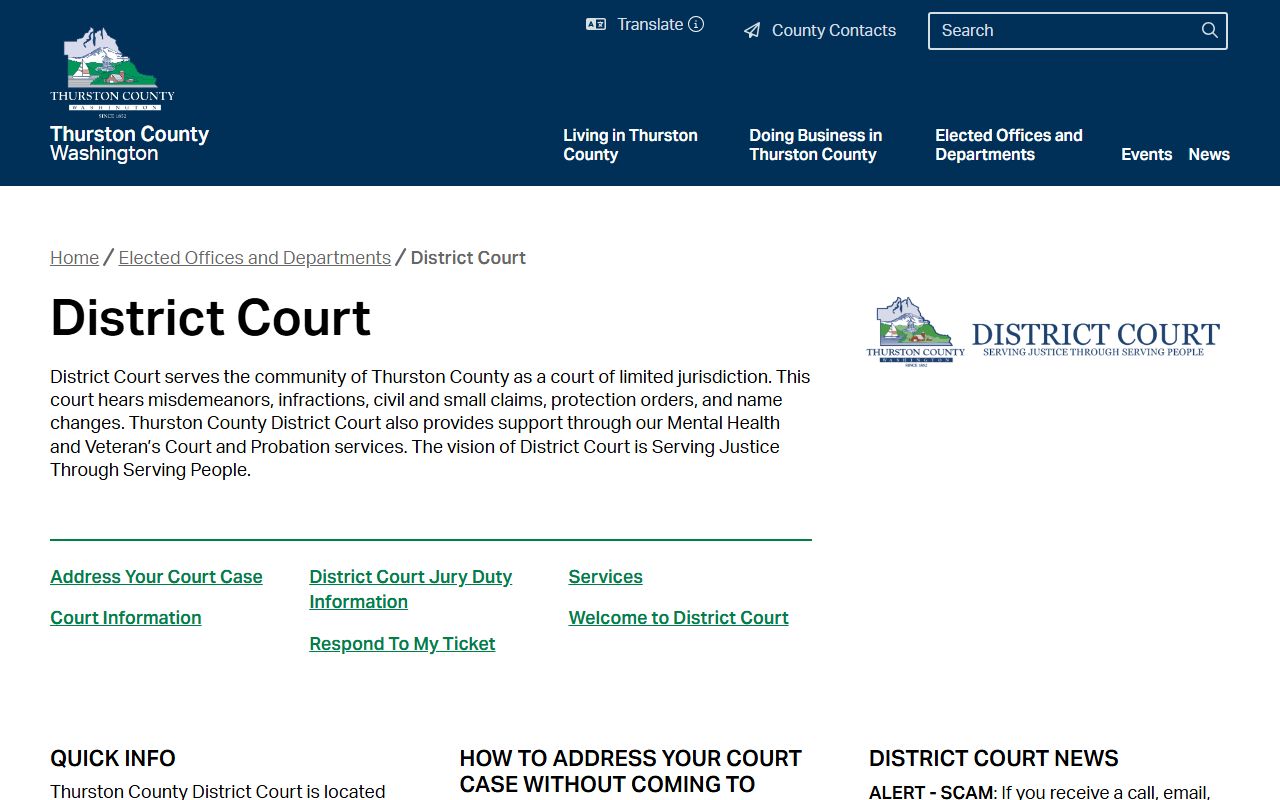 Thurston County District Court records for Tumwater felony cases