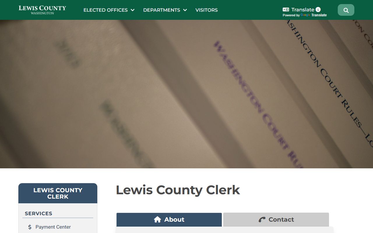 Lewis County Clerk office page showing felony records access and contact information