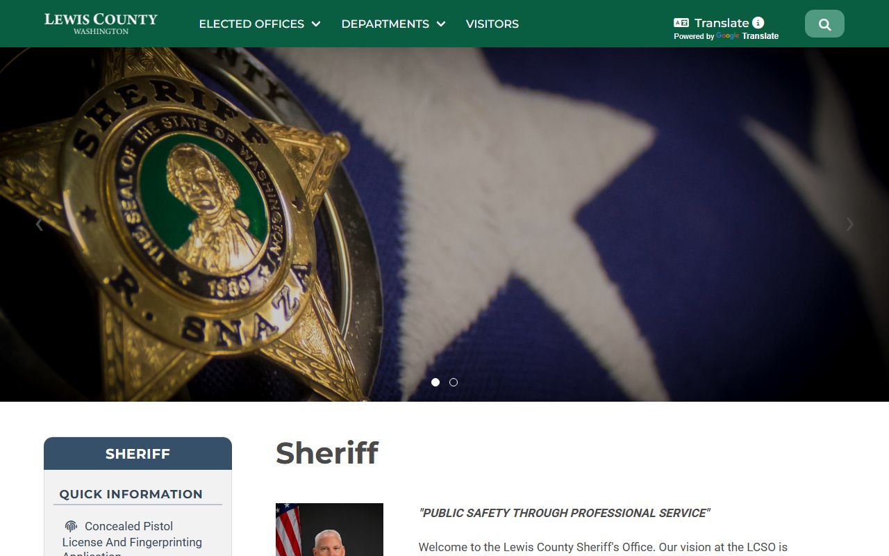 Lewis County Sheriff office page with arrest records and incident report information