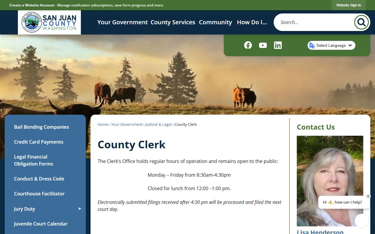 San Juan County Clerk office page for felony records access