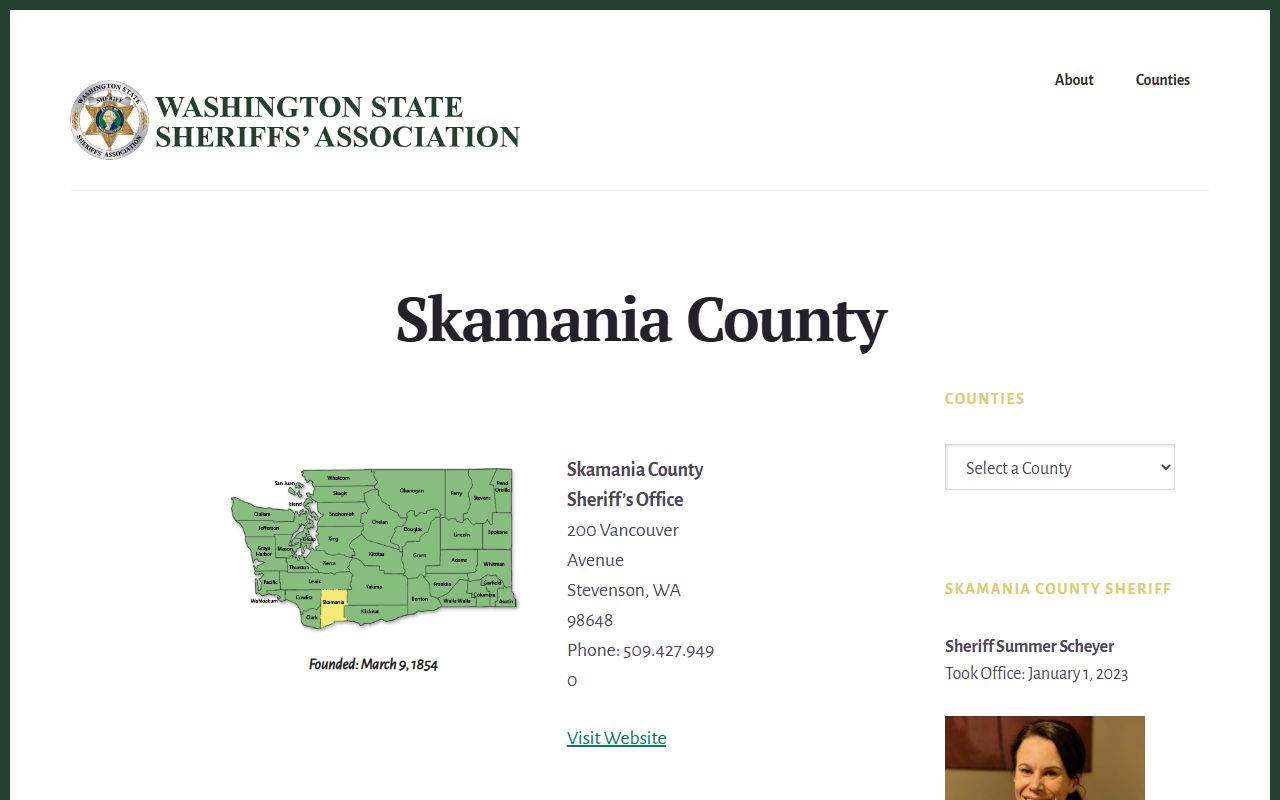 Skamania County Sheriff contact information