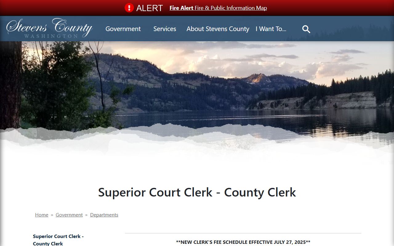 Stevens County Superior Court Clerk page