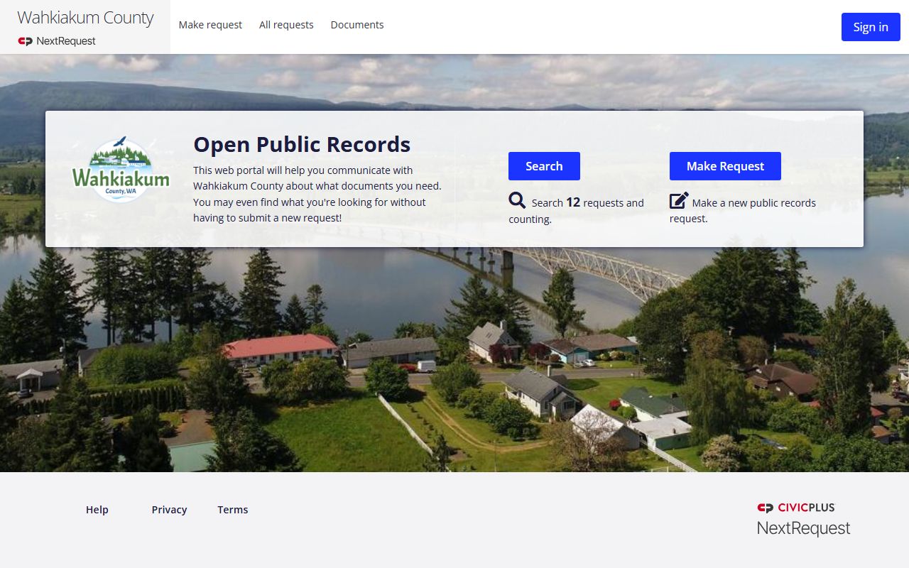 Wahkiakum County NextRequest public records portal